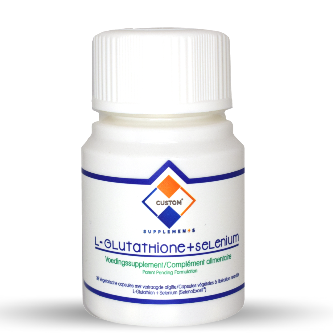 Custom Supplements® 500 mg L-Glutathione+10 mcg Sélénium Capsules Végétales à Libération Retardée