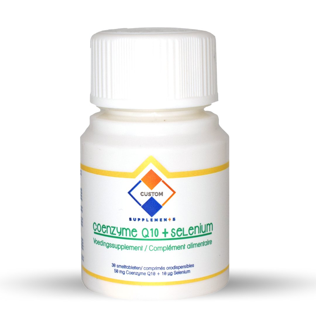 Custom Supplements® 50 mg Coenzym Q10+10 mcg Sélénium Comprimés Orodispersibles (30 Comprimés)
